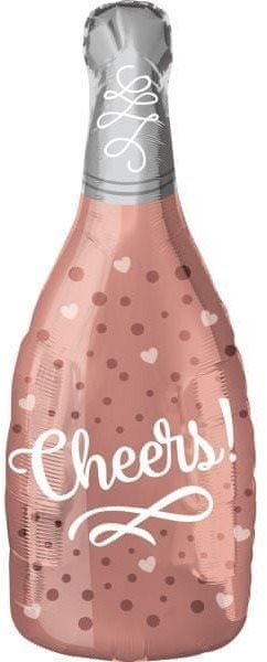 Balón fóliový fľaša šampanského – champagne – cheers – rosegold 60...
