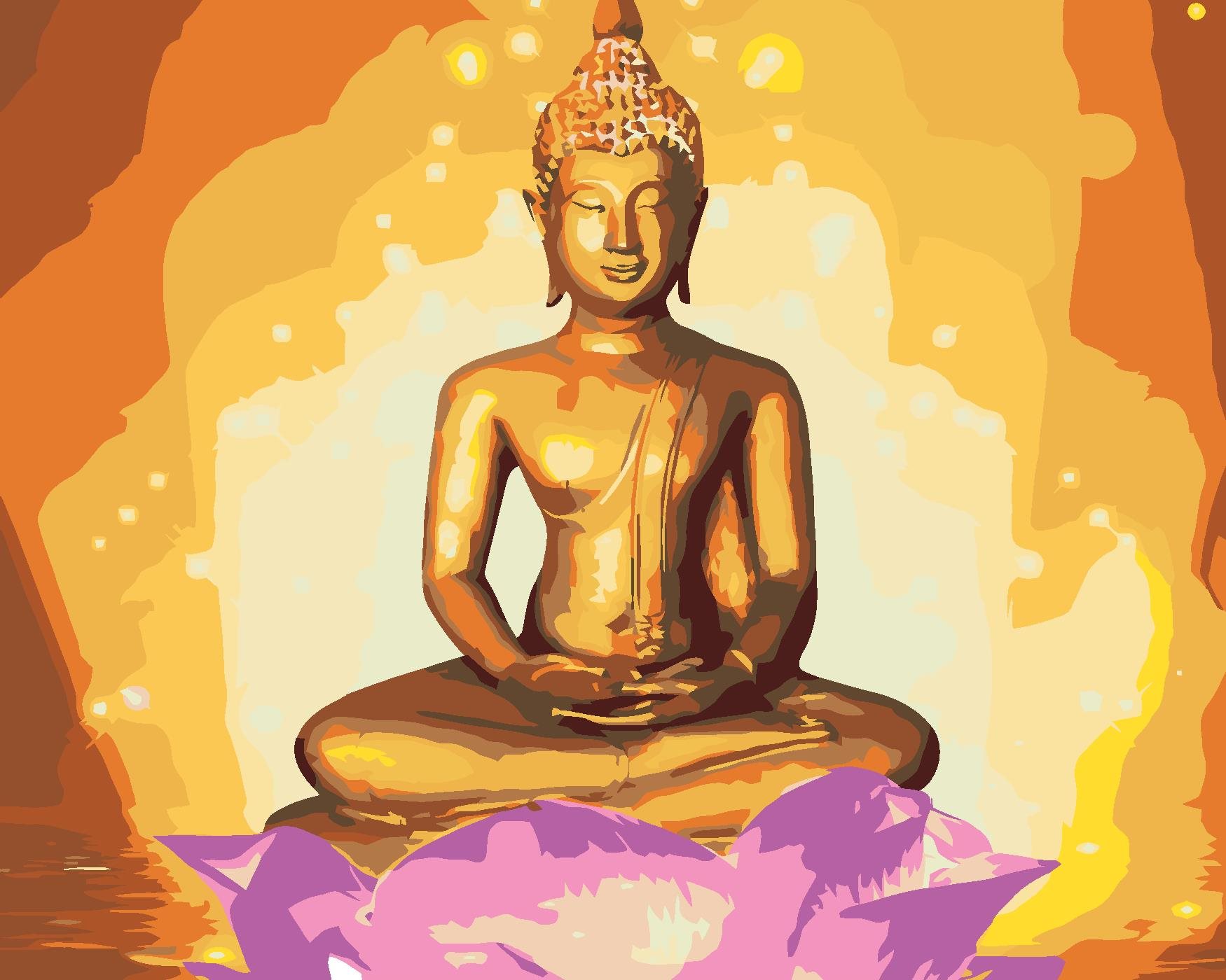 Maľovanie podľa čísel – Budha v lotose II, 40 × 50 cm, napnuté...