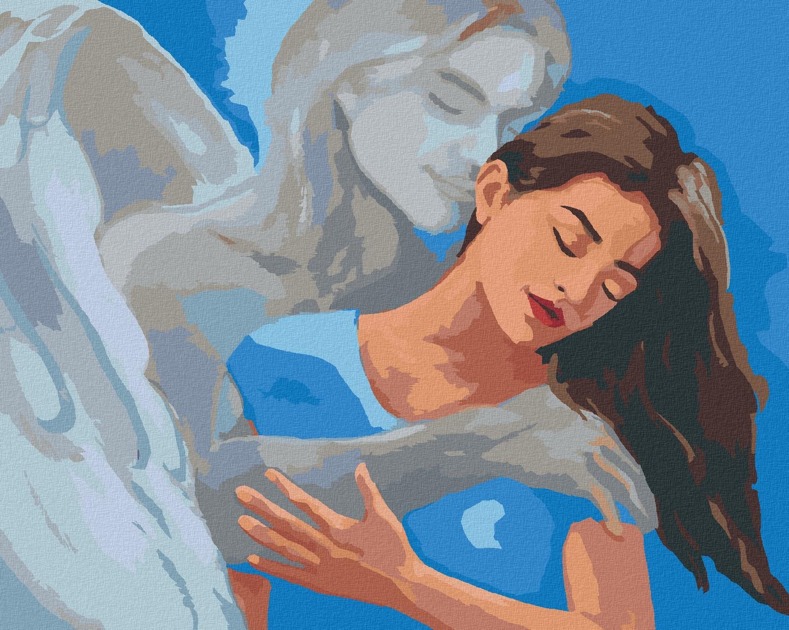 Maľovanie podľa čísel – Žena v objatí anjela, 80 × 100 cm, napnuté...