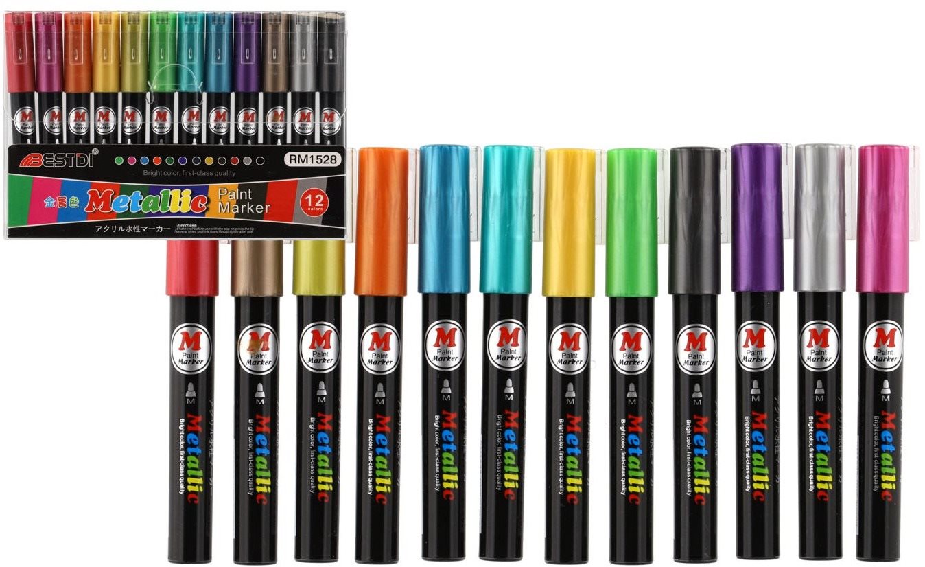 Teddies Akrylové fixky metalické 12 ks Popisovače