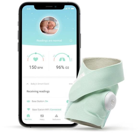 Owlet Smart Sock 3 - okos zokni, 0-18 hónap (világoszöld) Okos zokni