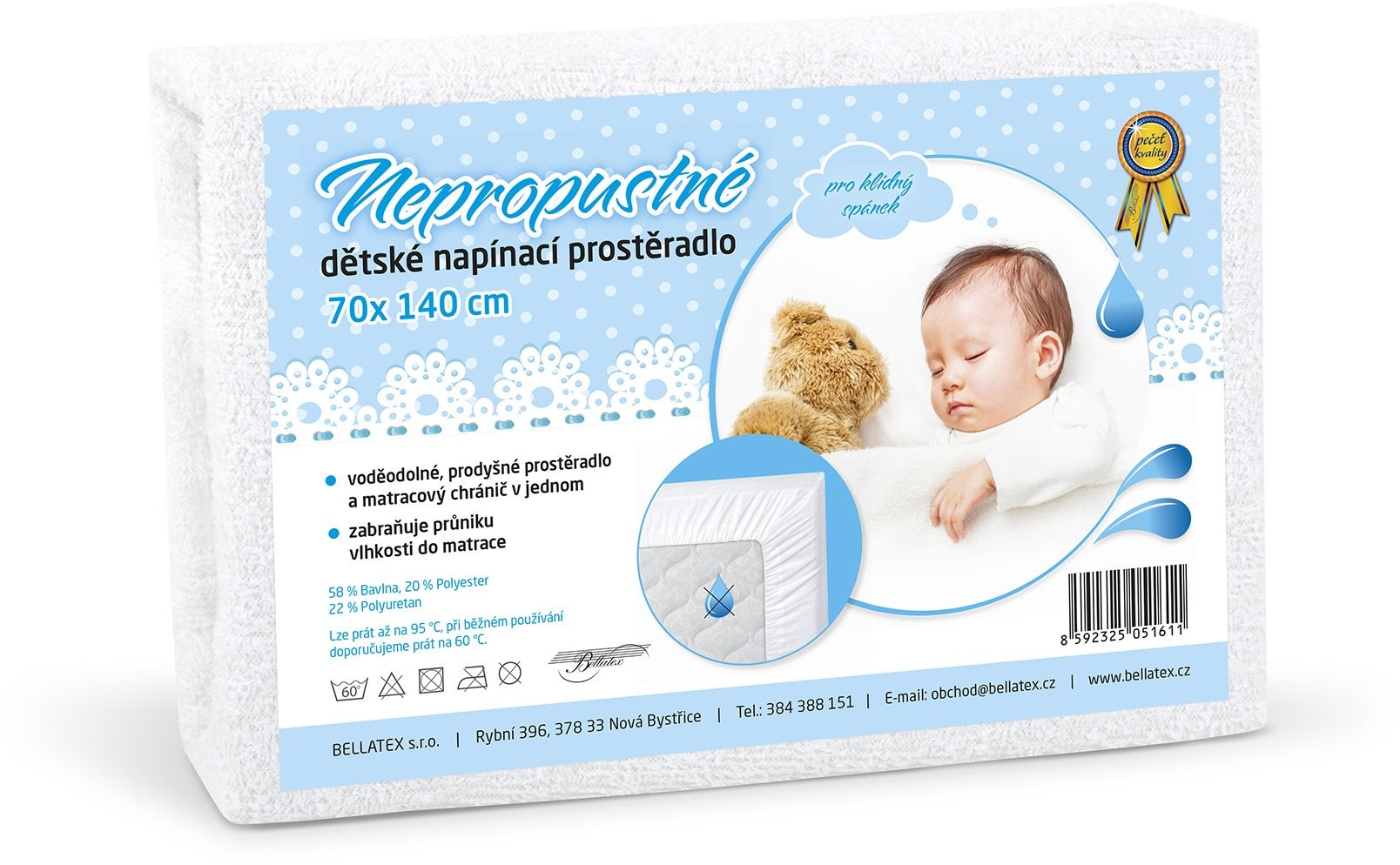 Bellatex Míša detská plachta so záterom – 70 × 140 cm – biela...