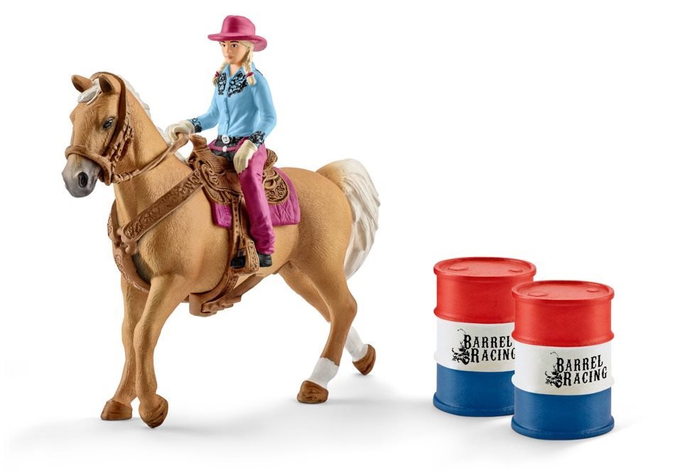 Schleich 41417 Barrel Racing with Cowgirl Figure