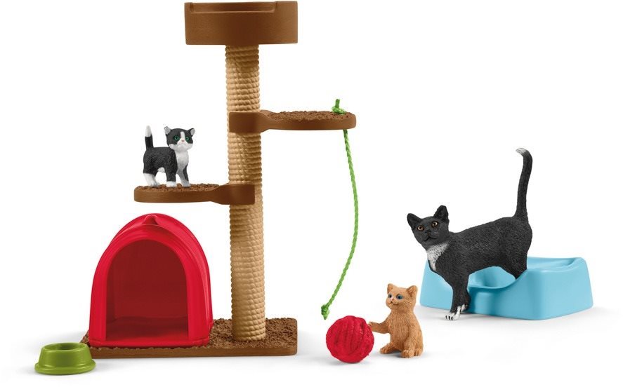 Schleich 42501 Scratching Cat Tree with Kittens Figures
