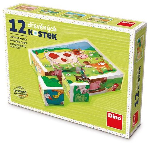 Dino At the Farm 12 Blocks Wooden Blocks
