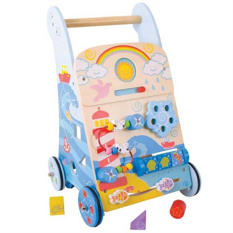 Bigjigs Baby Aktívna chodúľka modrá Chodítko