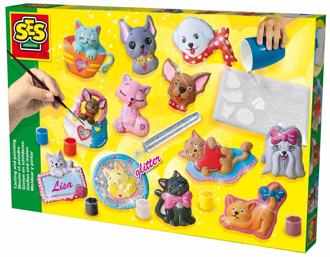 SES Casting und Malerei Set Katzen und Hunde Abdruck-Set