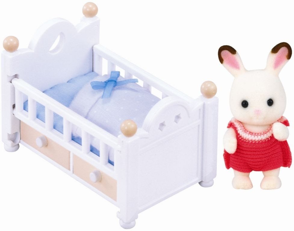 Sylvanian Families Chocolate Rabbit Furniture - Baby Rabbit in Crib...