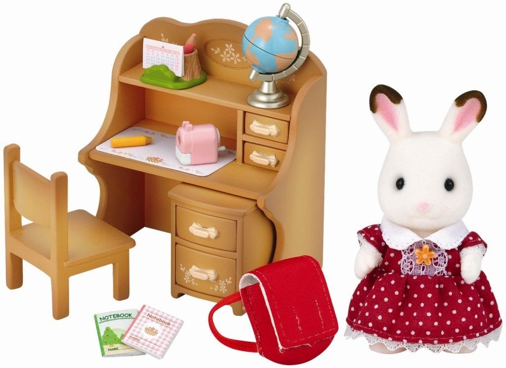 Sylvanian Families Furniture Chocolate Rabbits - Sister at the Desk...
