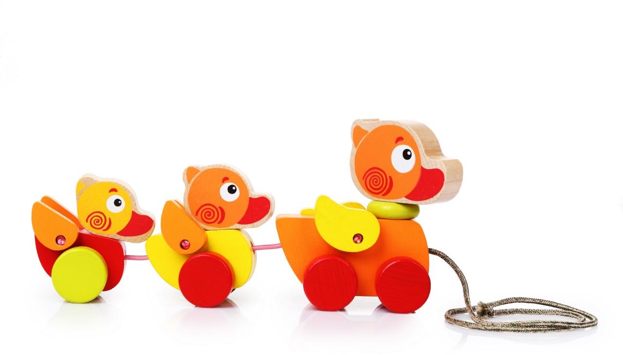Cubika 13722 Wooden Ducklings Push and Pull Toy