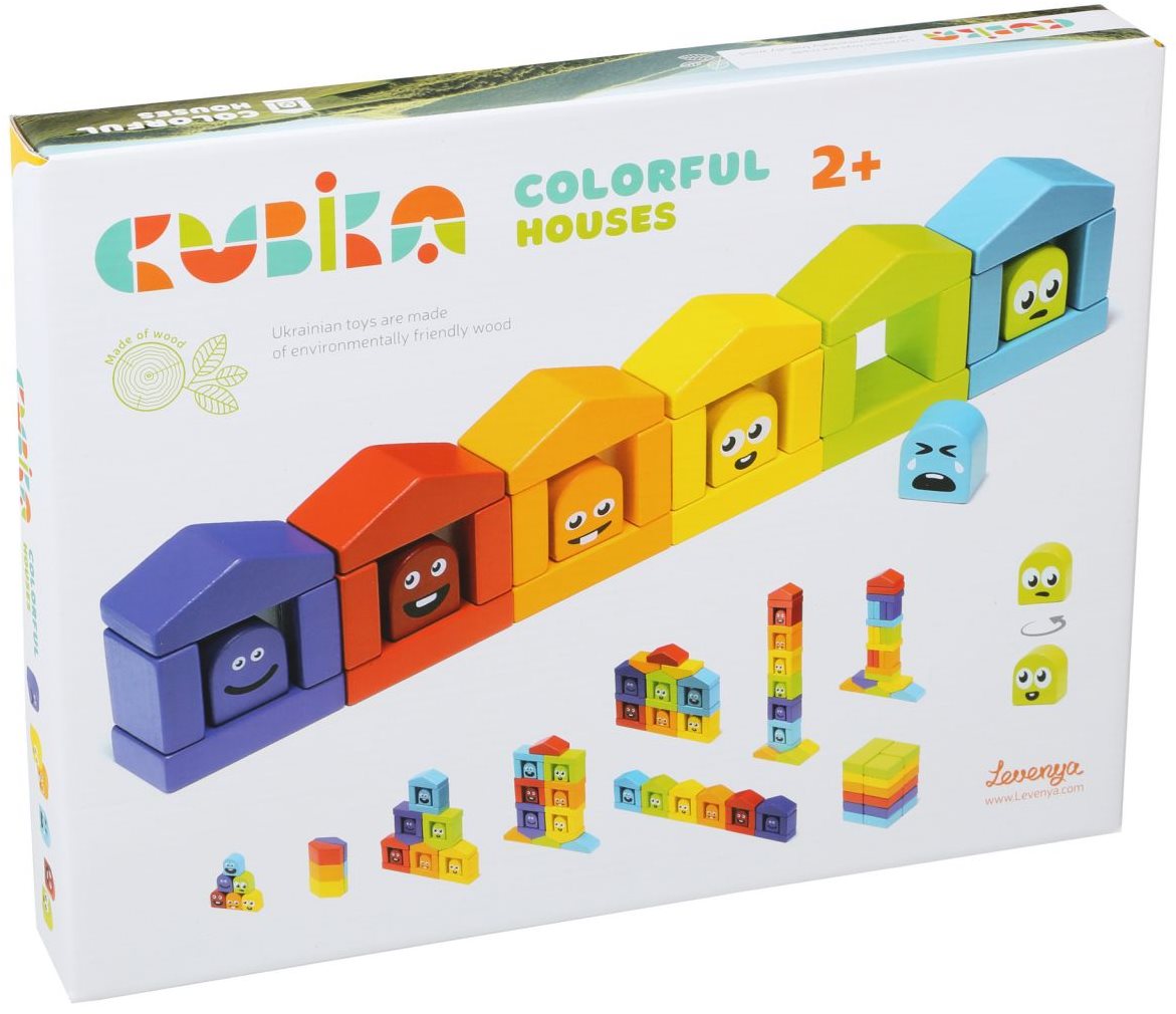 Cubika 14866 Colourful Houses Wooden Toy