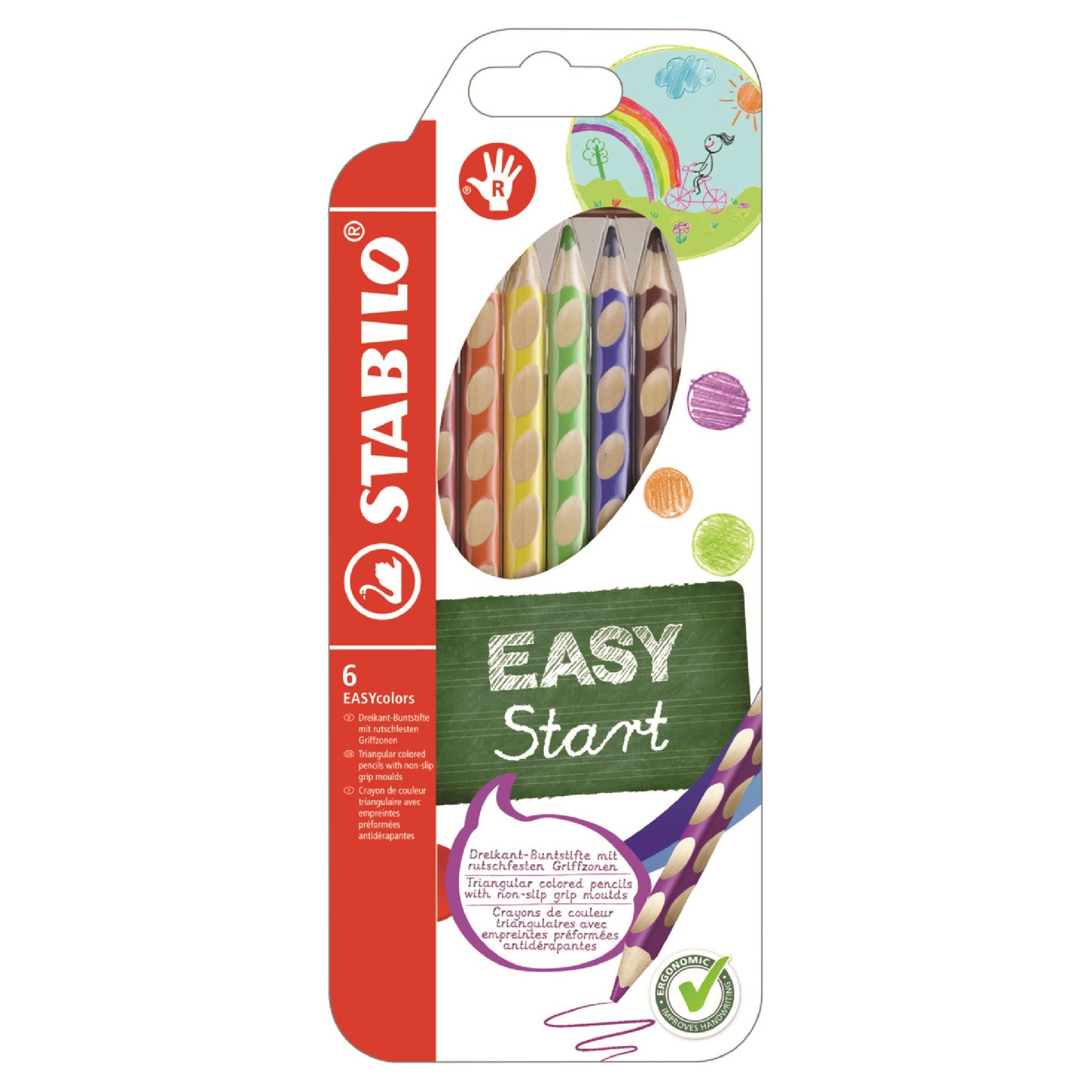 STABILO Easycolours pre pravákov 6 ks Pastelky