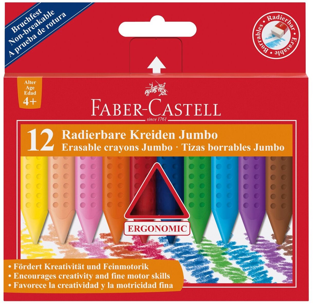 Faber-Castell Pastelky Plastic Colour Grip Jumbo, 12 Farieb Pastelky