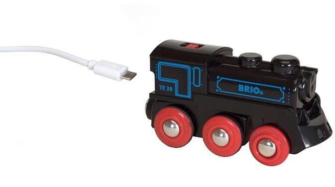 Brio World 33599 Dobíjacia lokomotíva s USB káblom Vláčik