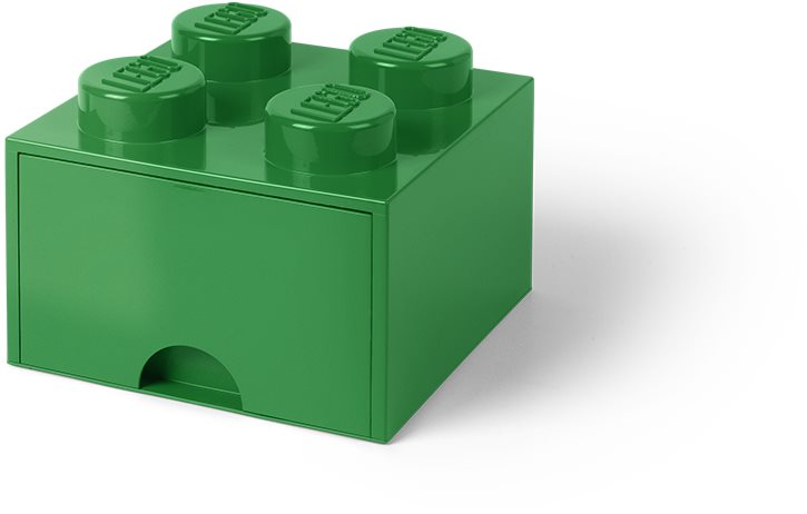 LEGO úložný box 4 s šuplíkem - tmavě zelená Úložný box