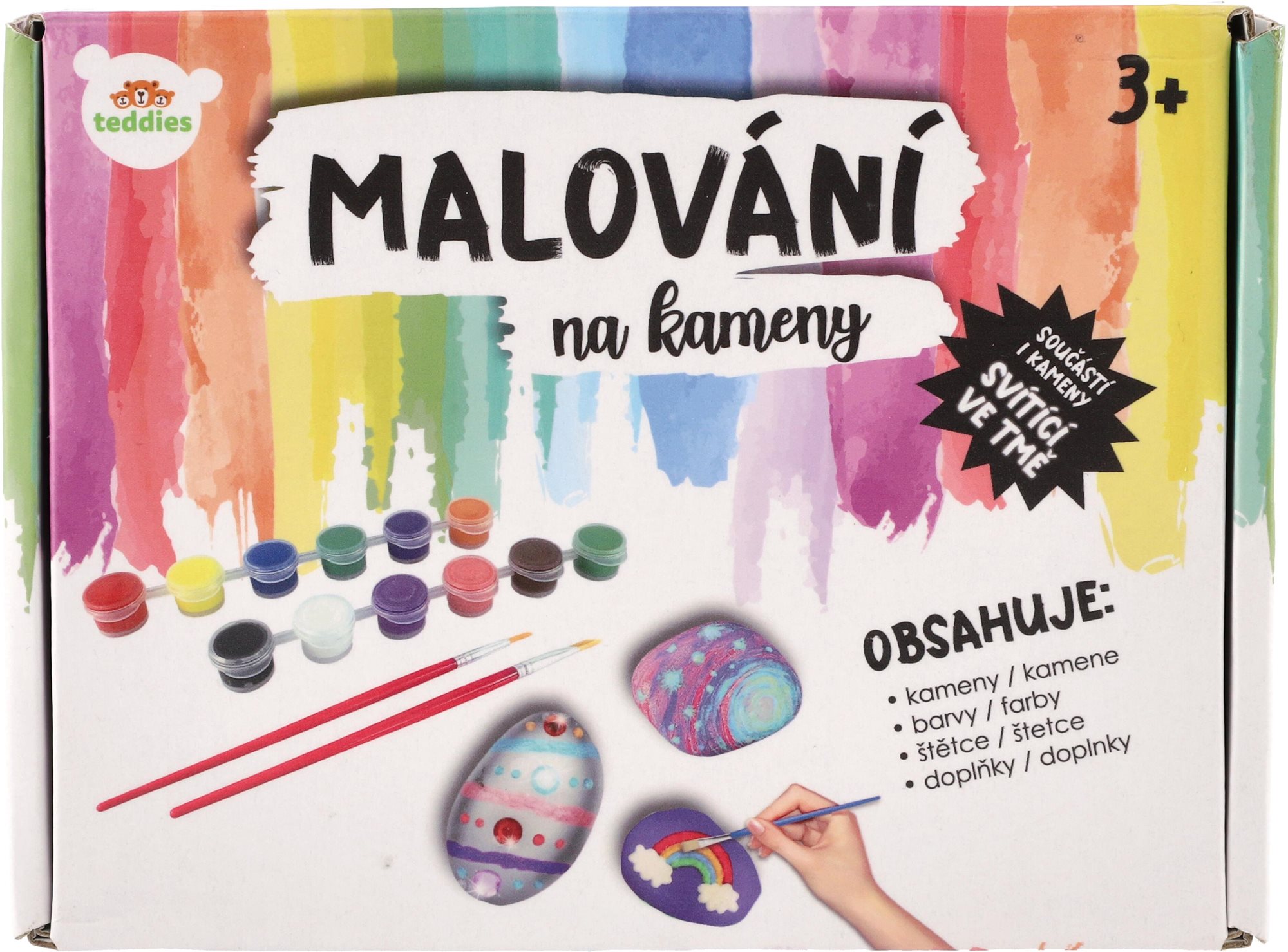 Teddies Maľovanie na kamene / okruhliaky svietiace v tme s farbami...