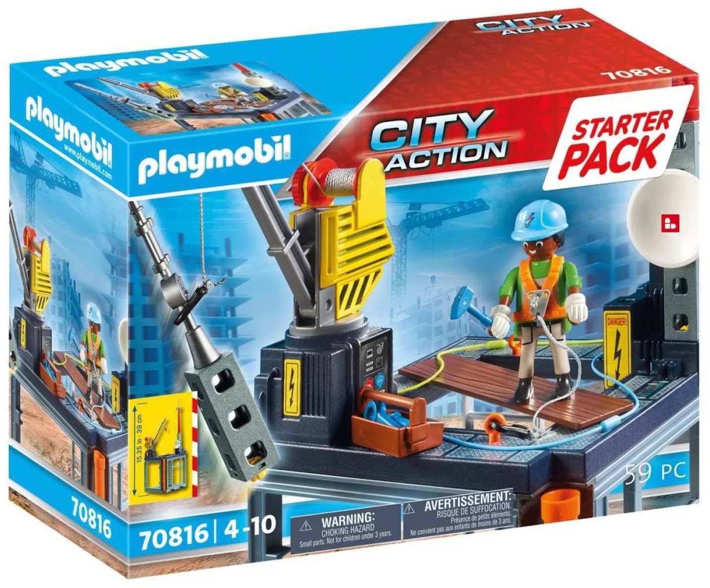 Playmobil Starter Pack Stavba s lanovým navijákom Stavebnica