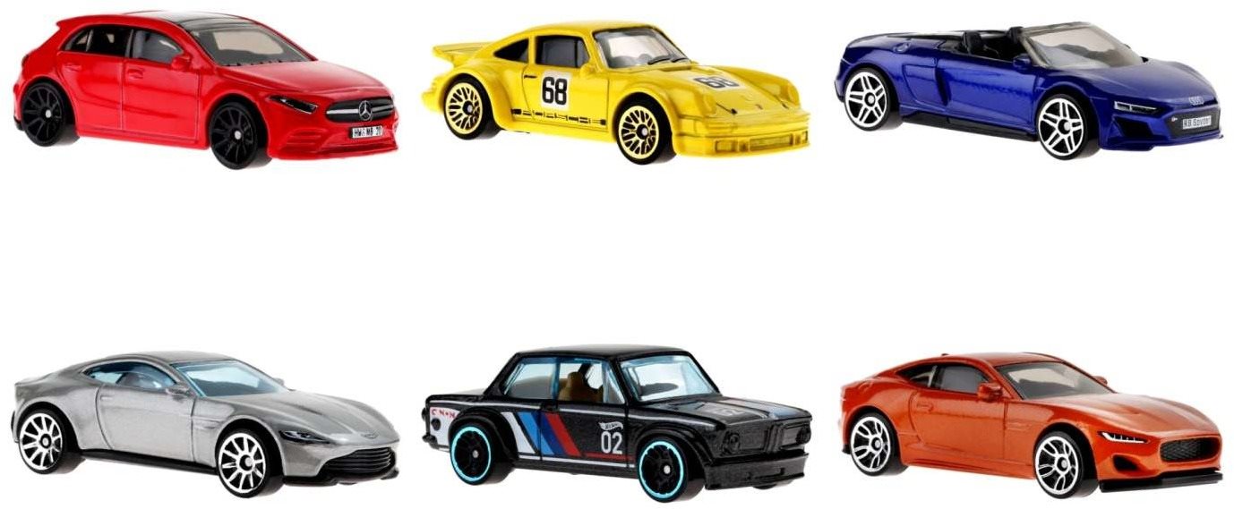 Hot Wheels 6ks Tematický angličák – Európski pretekári Hot Wheels