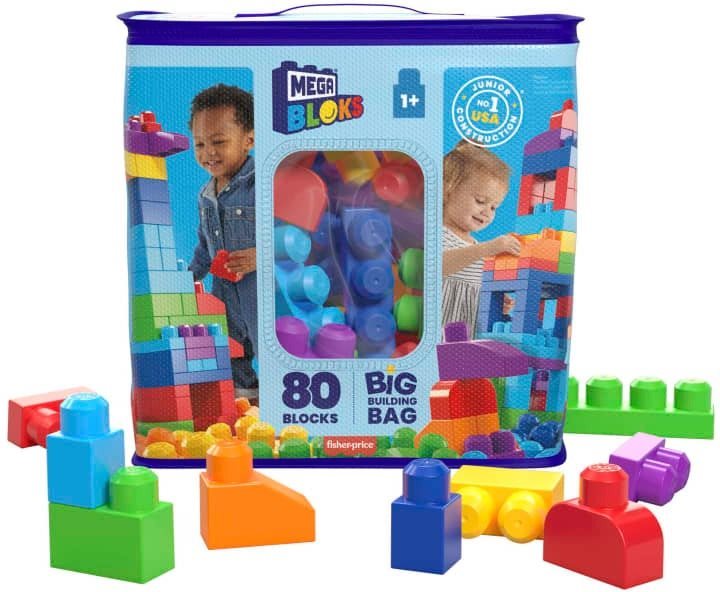 Mega Bloks Veľké vrece kociek – Modré (80) Kocky pre deti
