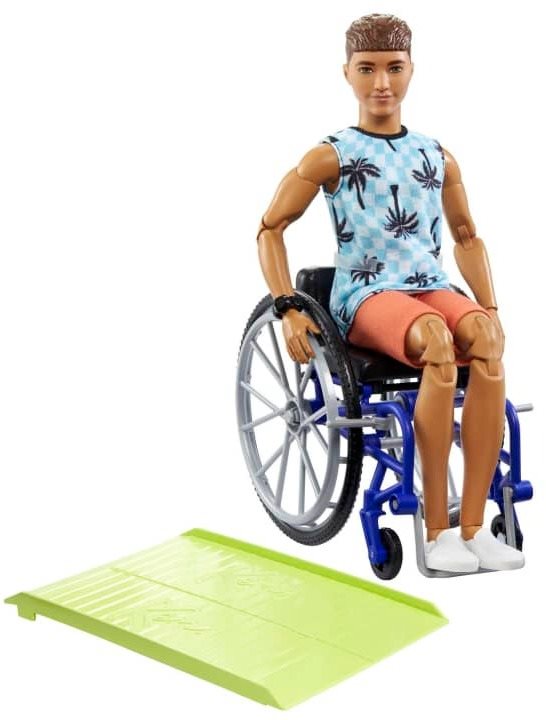 Barbie Model Ken Na Invalidnom Vozíku V Modrom Kockovanom Tielku...