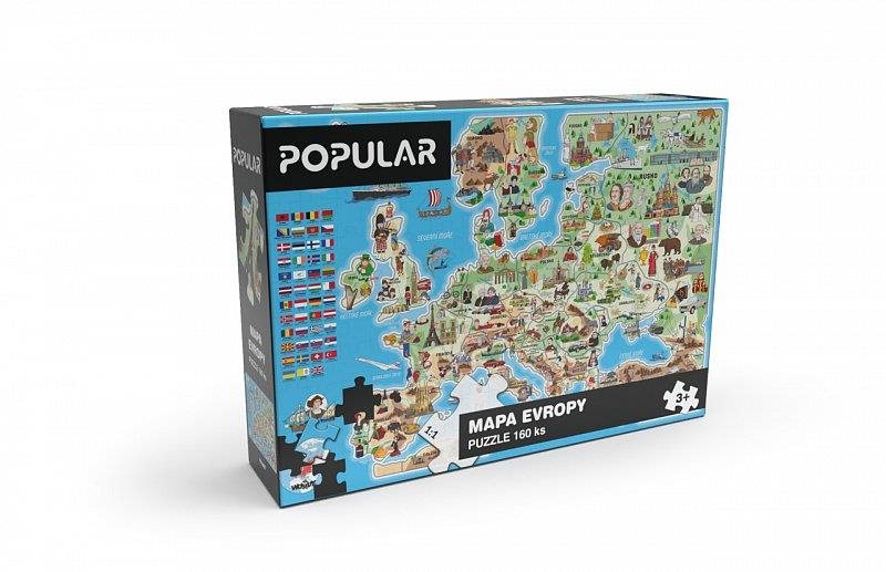 Popular Puzzle – Mapa Európy, 160 ks – CZ Puzzle