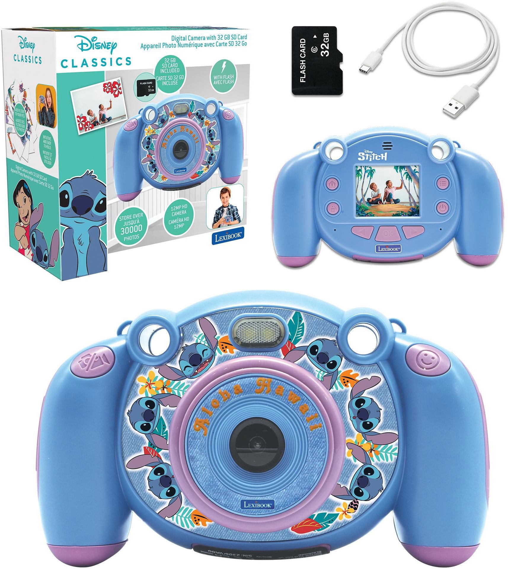 Lexibook Disney Stitch HD kamera SD kártyával Gyerek fényképezőgép