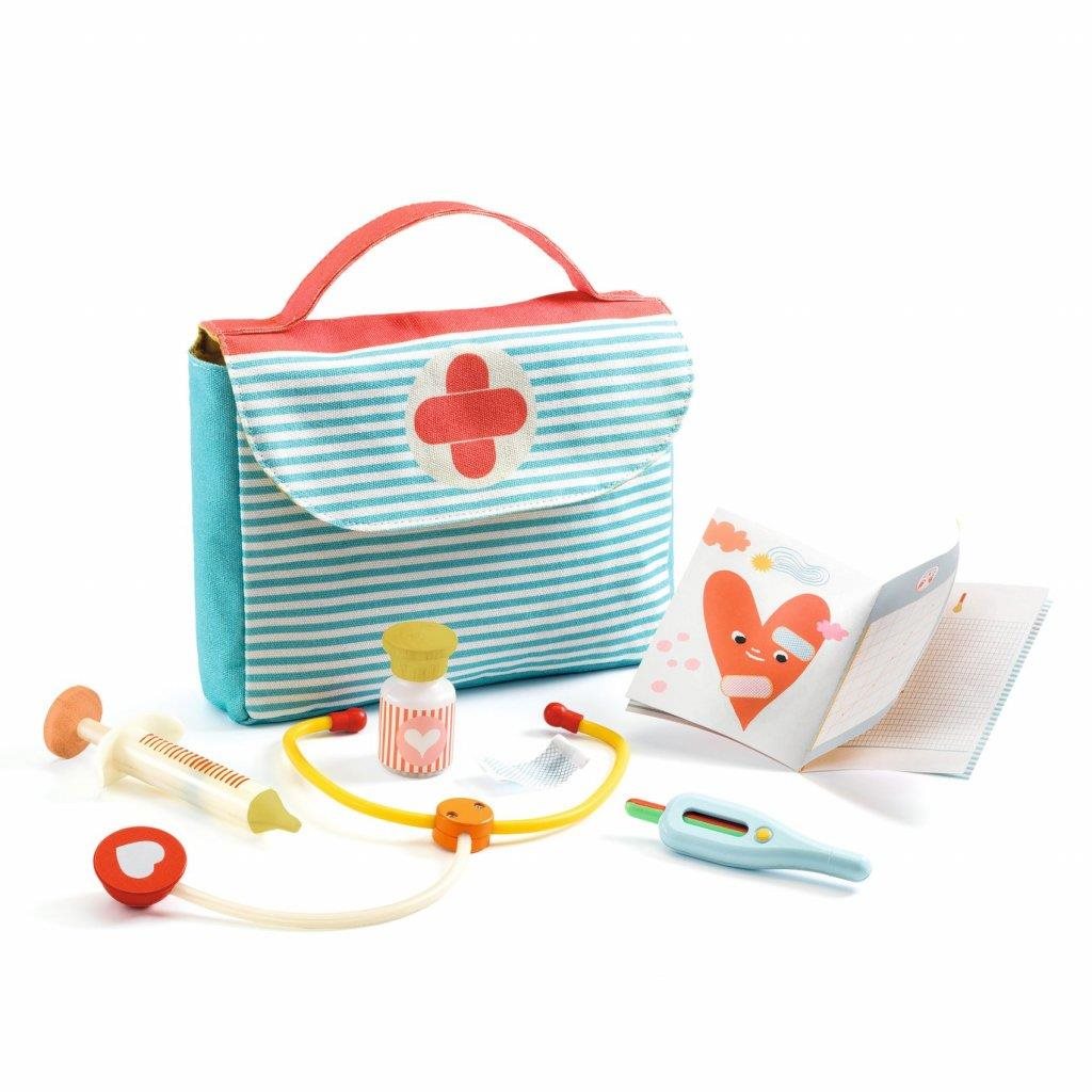 DJECO Pomea Puppen - Arzttasche Arzt-Koffer für Kinder