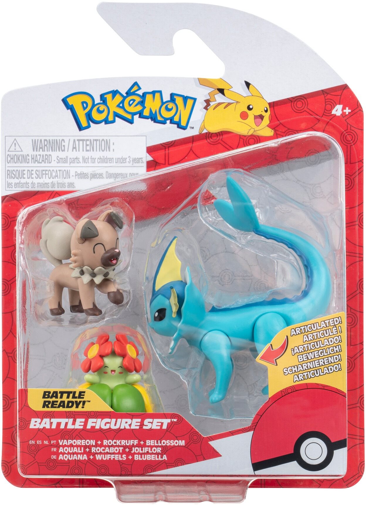 Pokémon 3 ks – Rockruff, Bellossom, Vaporeon Figúrky