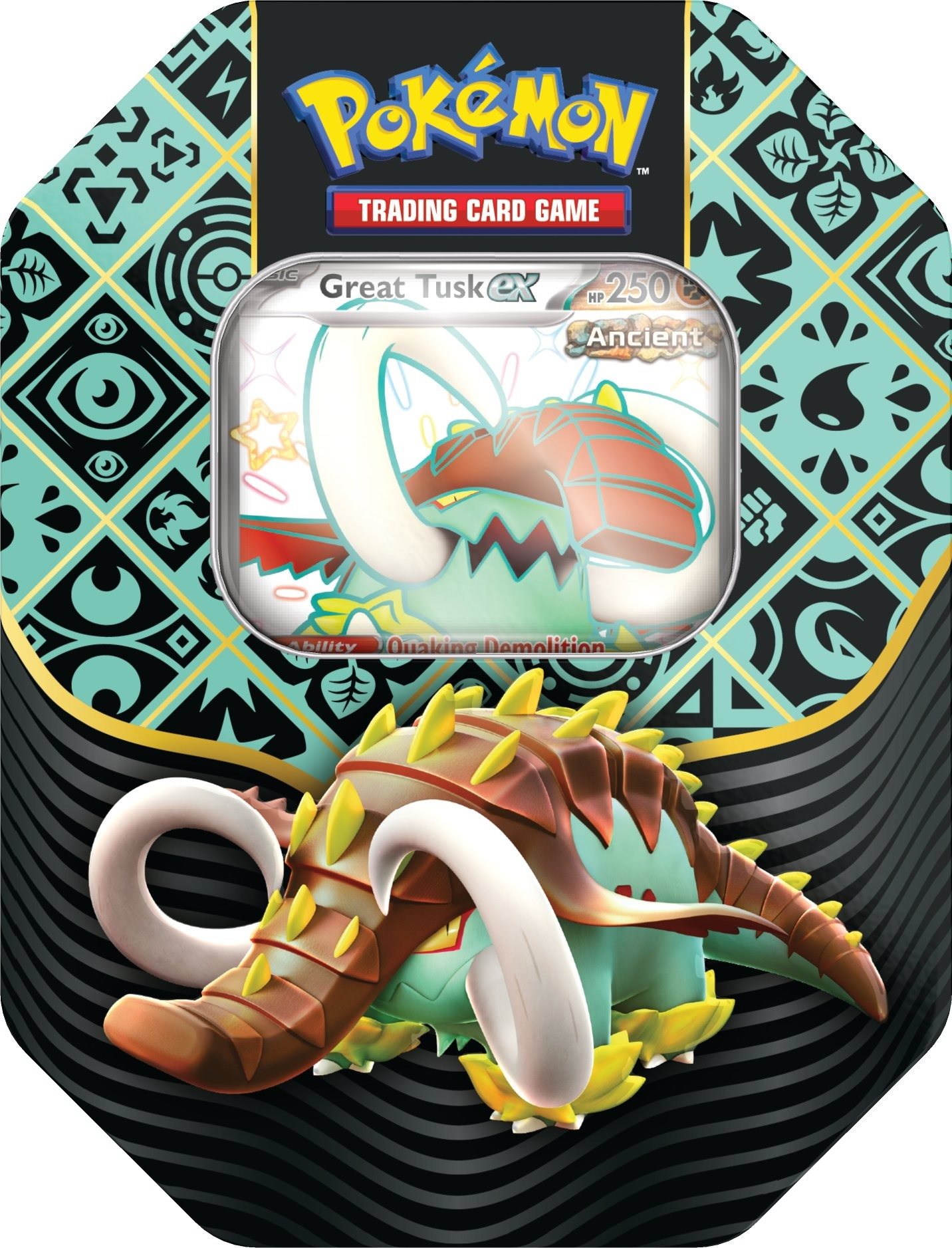 Pokémon TCG: SV4.5 Paldean Fates – Tin – Great Tusk ex Pokémon karty