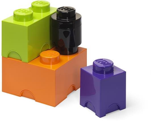 LEGO úložné boxy Multi-Pack 4 ks - fialová, černá, oranžová, zelená...
