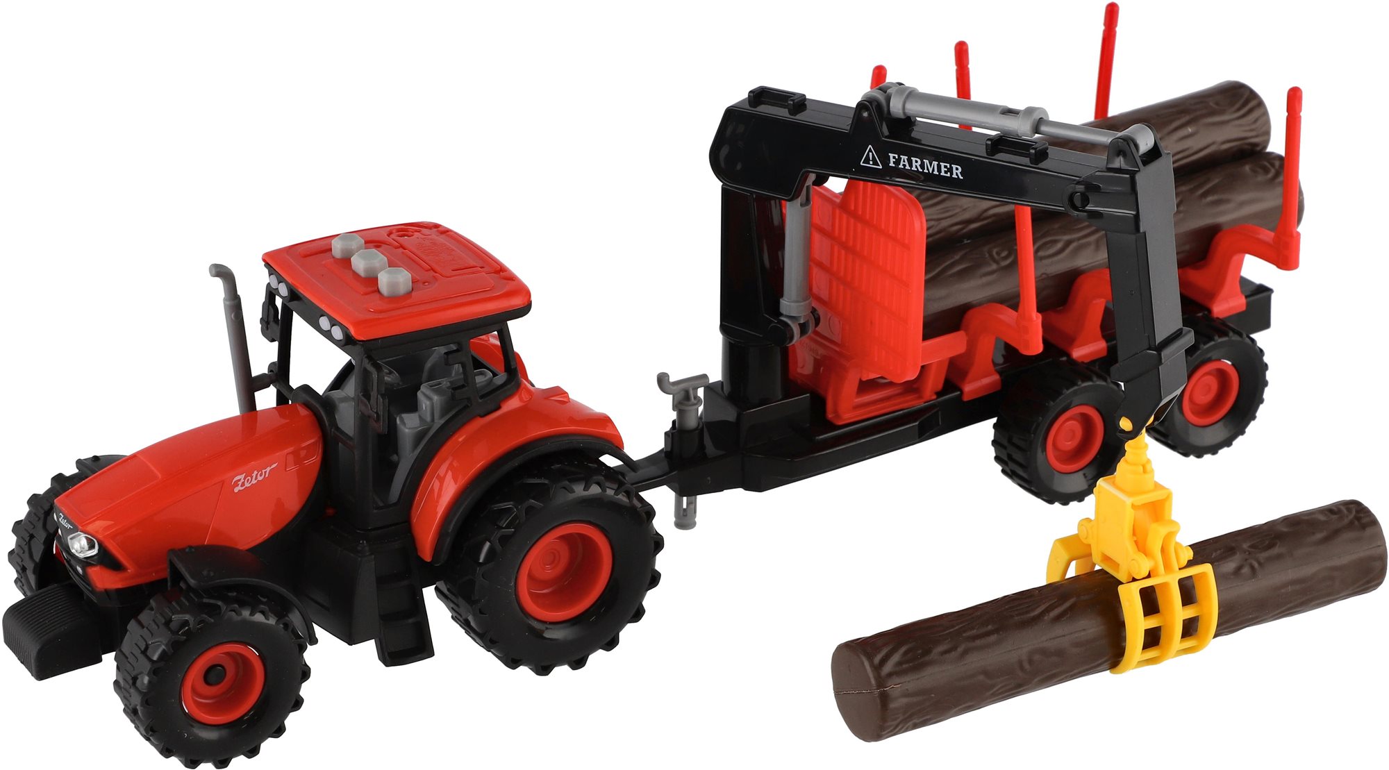 Teddies Traktor Zetor s vlekom a nákladným ramenom na zotrvačník...