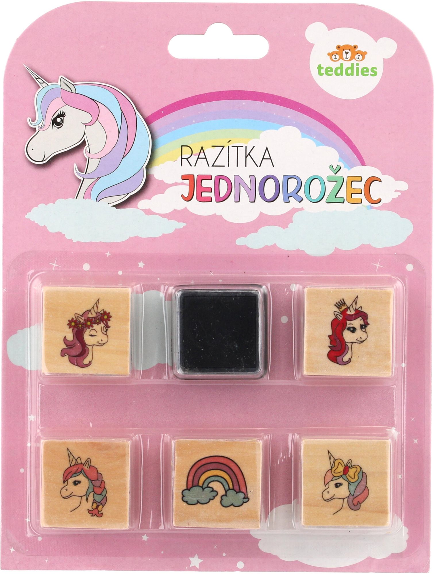 Teddies Pečiatky s poduškou 5 + 1 Jednorožce Pečiatky pre deti