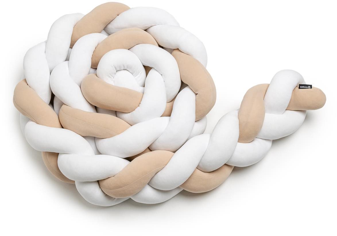 T-tomi Pletený mantinel 180 cm, white + beige Mantinel do postieľky