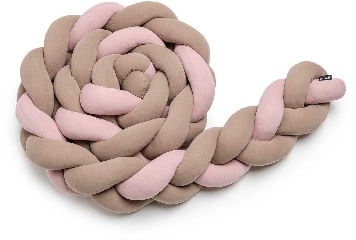 T-tomi Pletený mantinel 220 cm, pink + mocca Mantinel do postieľky