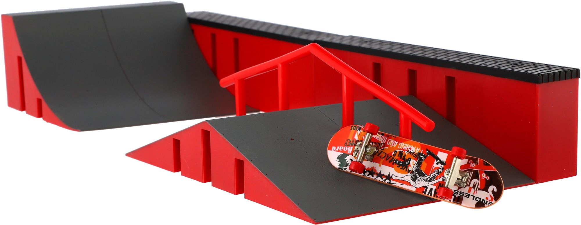 Teddies Skatepark a skateboard prstový skrutkovací Fingerboard rampa