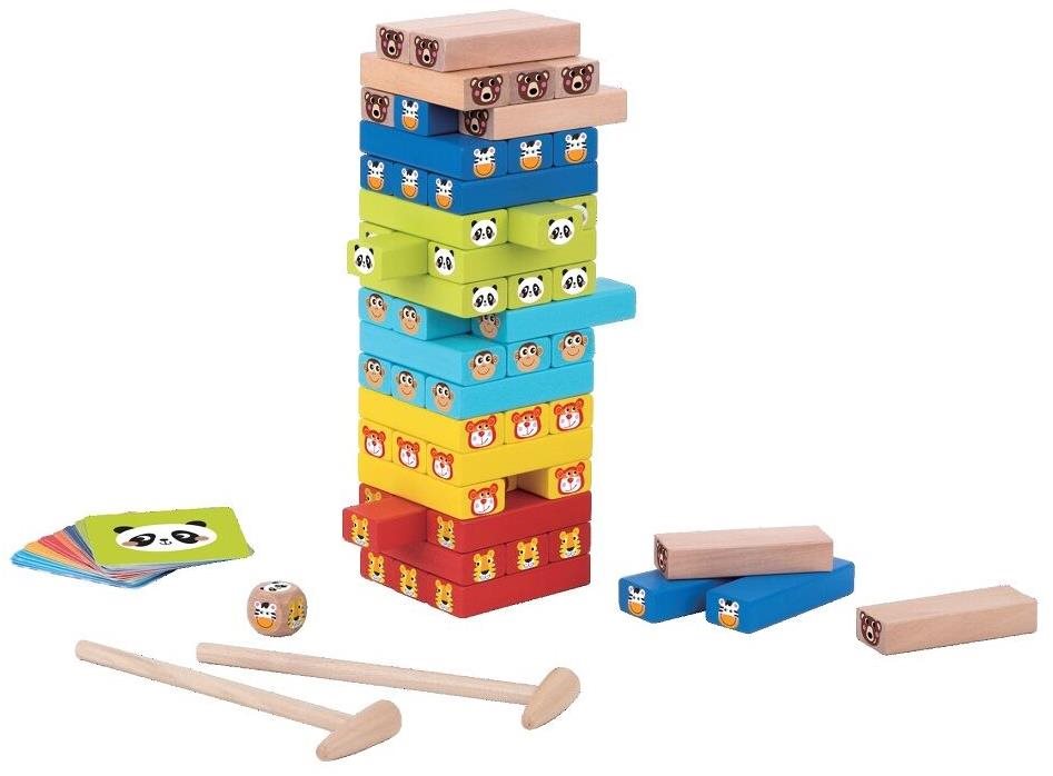 Dvěděti Jenga so zvieratkami Stolová hra
