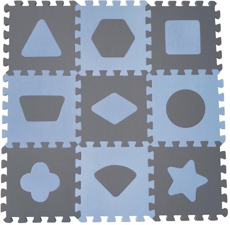 BabyDan Hracia podložka Blue s geometrickými tvarmi Penové puzzle
