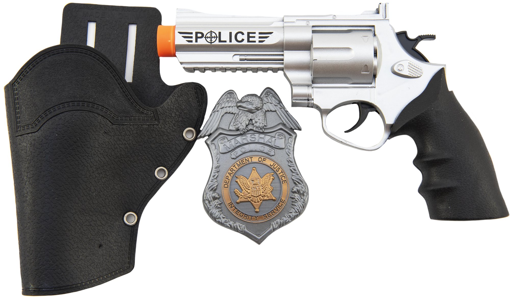 Teddies Policajná pištoľ klepacia 20 cm Detská pištoľ