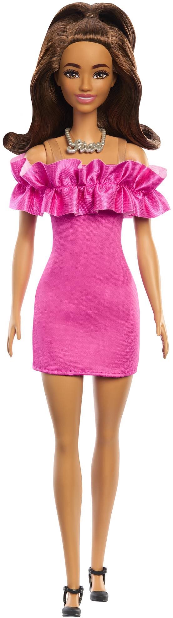 Barbie Modelka – Ružové šaty s volánikmi Bábika