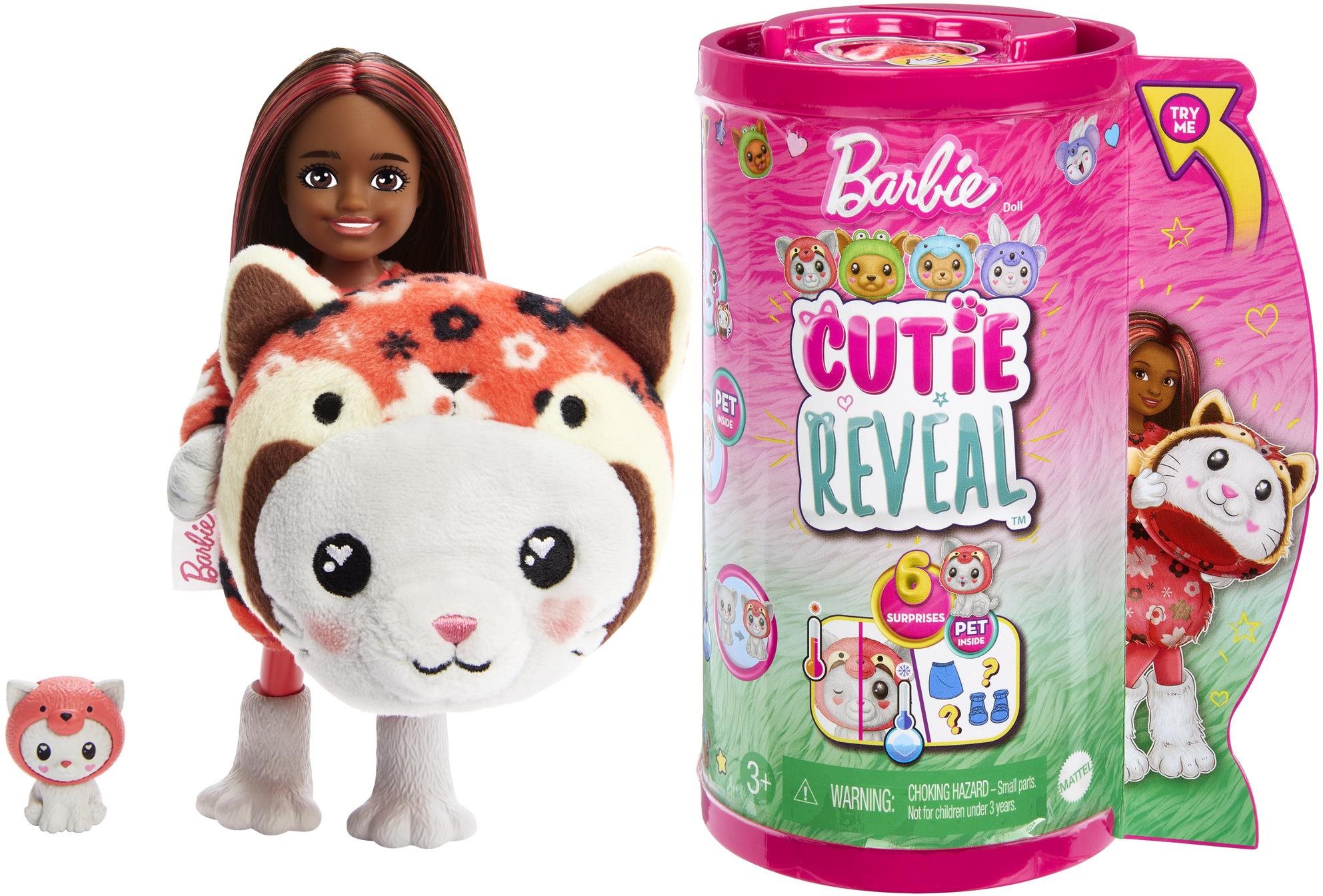 Barbie Cutie Reveal Chelsea - Piros cica panda jelmezben Játékbaba