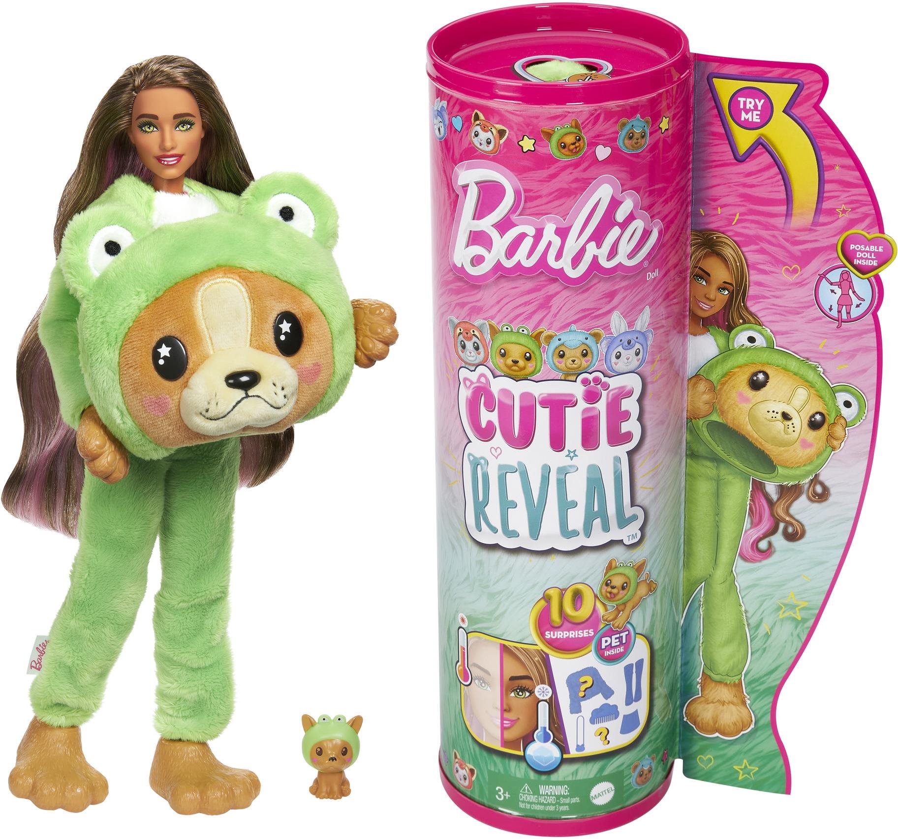 Barbie Cutie Reveal Barbie v kostýme – Psík v zelenom kostýme žabky...