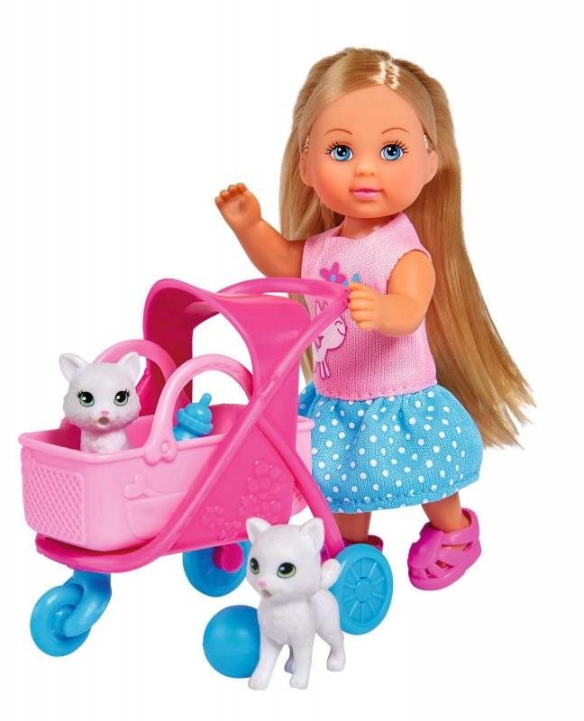 Simba Eva mit Kinderwagen für Katzen Puppe