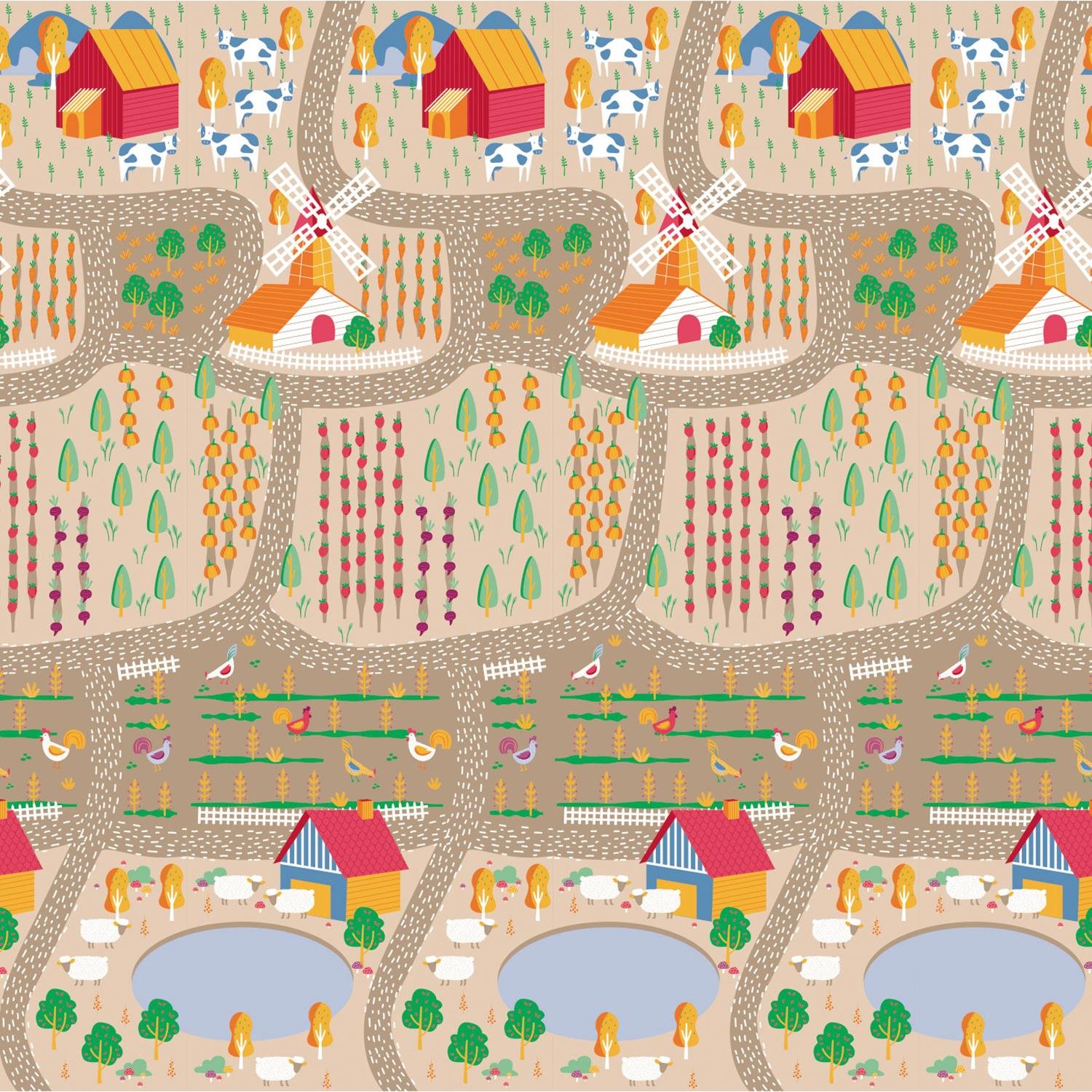 Asalvo Play Mat XL 120 × 180 cm Farm-City Hracia podložka