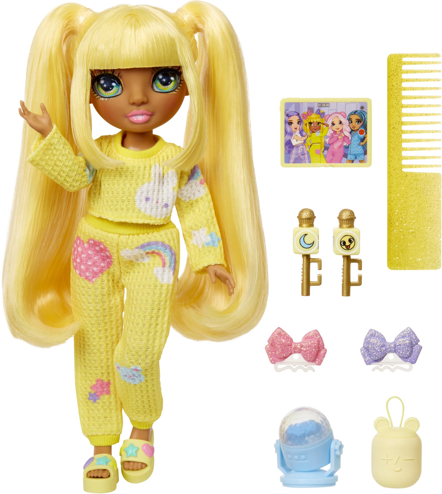 Rainbow High Junior Fashion bábika v pyžame – Sunny Madison Bábika
