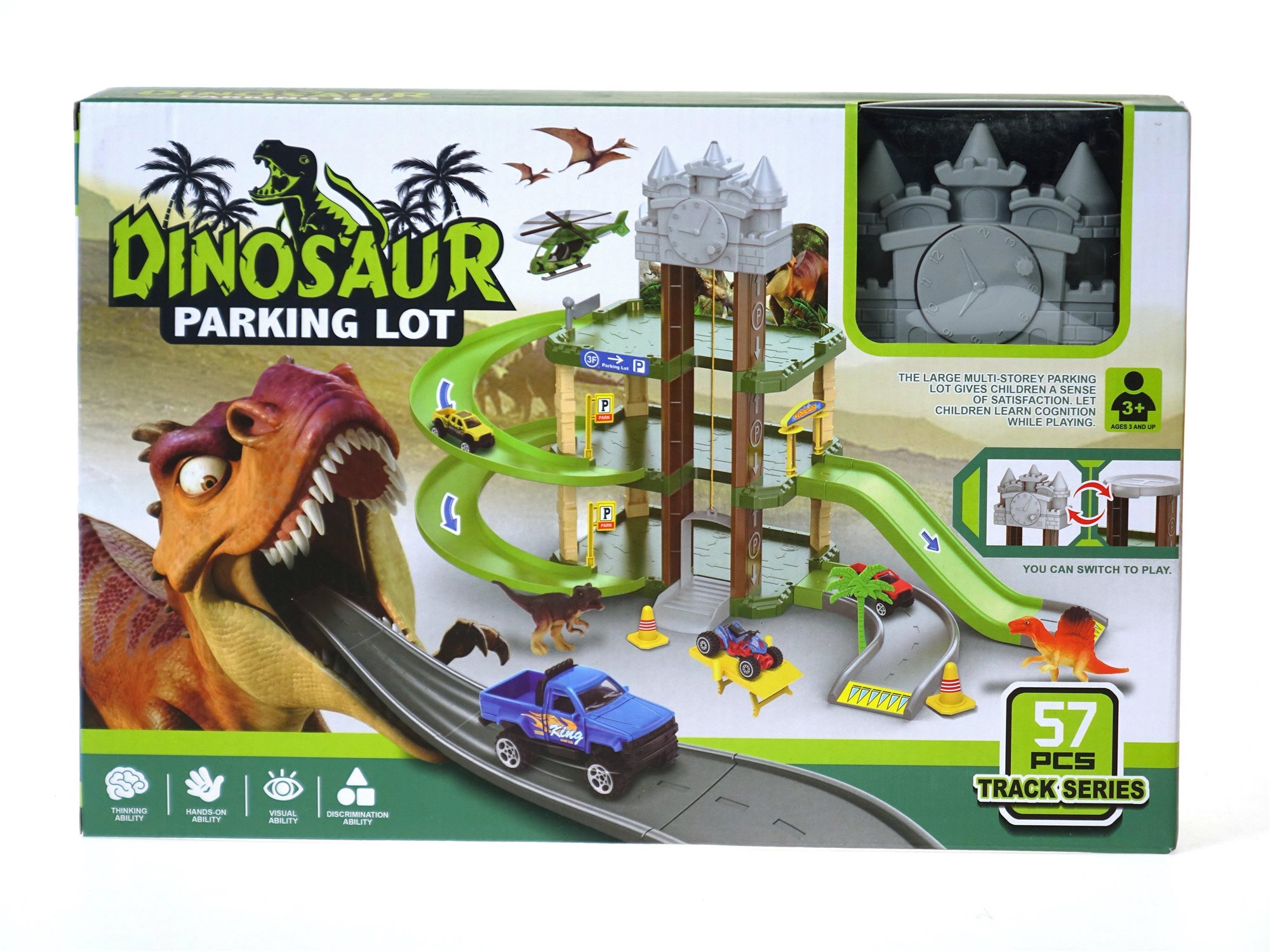 Vizopol Viacposchodové parkovisko s dinosaurami Garáž pre autíčka