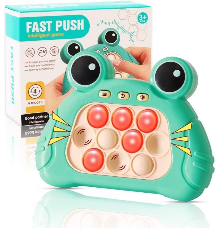 Leventi Fast push puzzle game pop it hra, žaba modrá Pop It