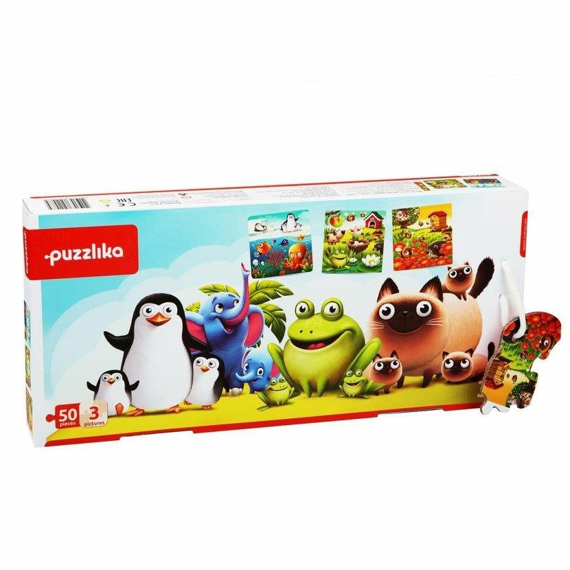 Puzzlika 12985 Obľúbené zvieratká 3 v 1 – puzzle 3 obrázky 50...
