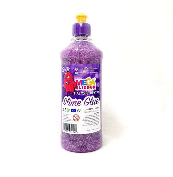 Megaslizúň – PVA slizové lepidlo fialové trblietky 500 ml Lepidlo