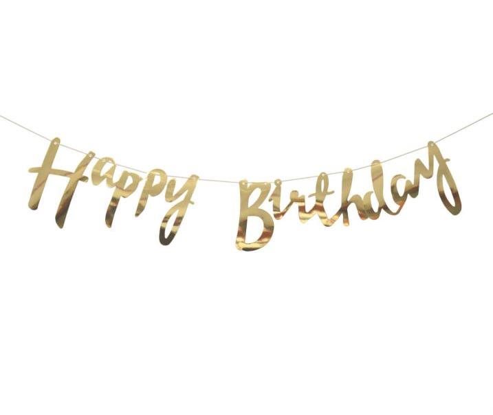 Girlanda narodeniny – happy birthday – zlatá, 150 cm Girlanda