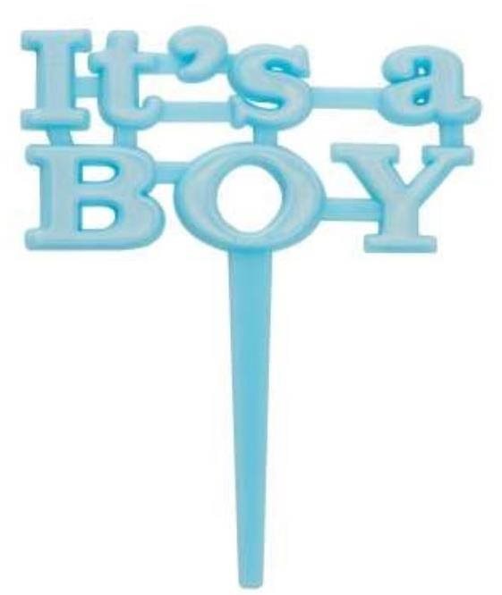 Zapichovadlá do cupcaku, 8 ks – baby shower „it's a boy" – chlapec...